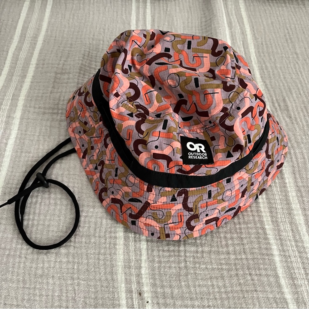 Outdoor Research Pink and Black Geometric Print Bucket Hat